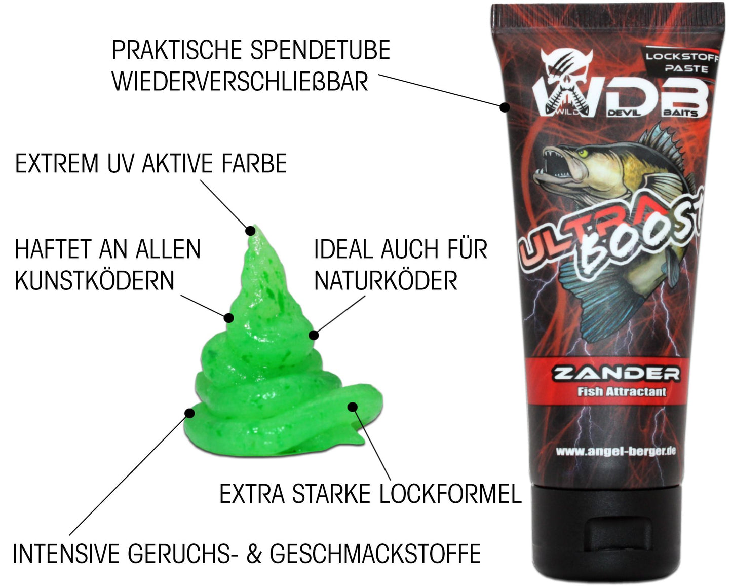 Ultra Boost Zander Raubfischpaste Wild Devil Baits 75 ml